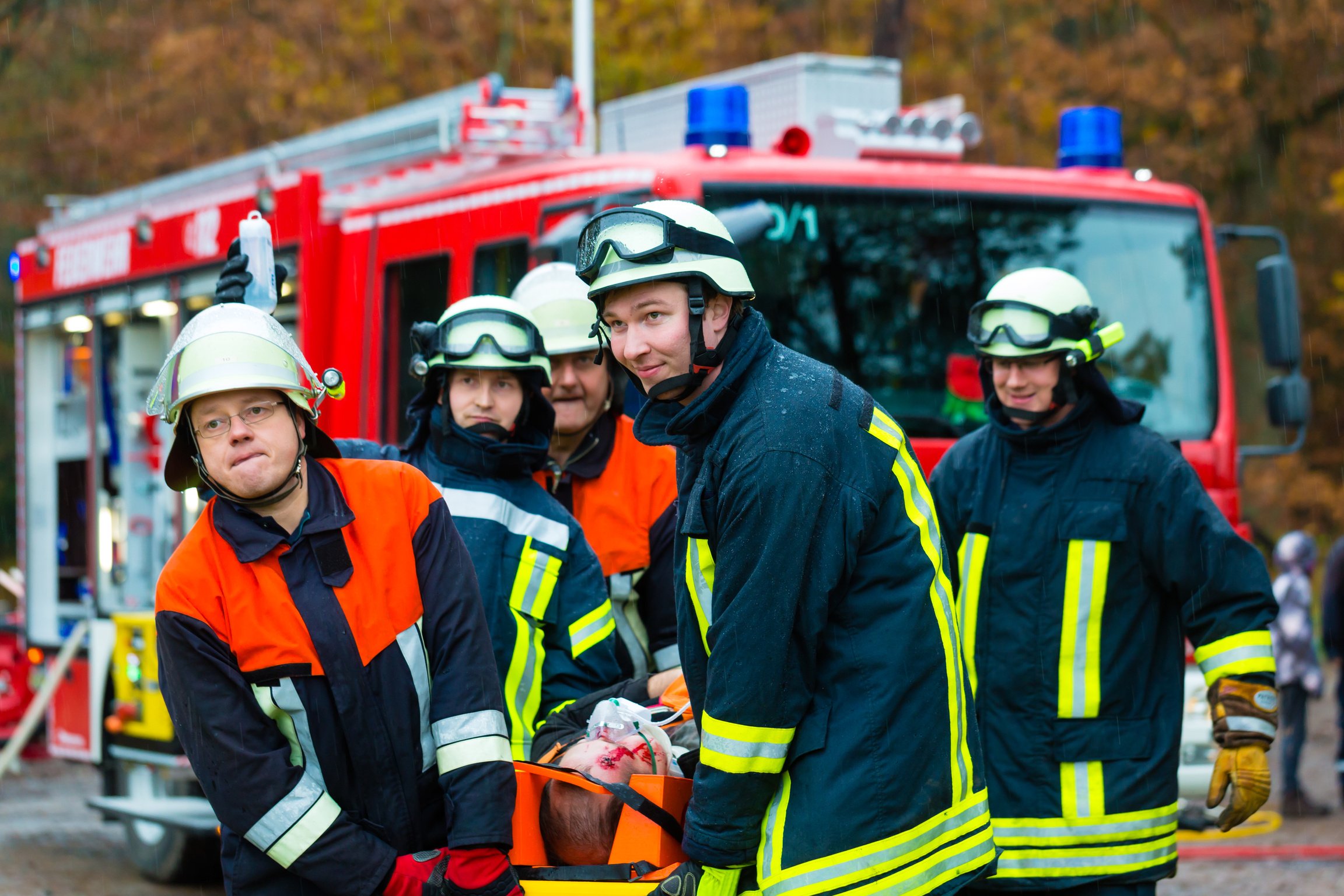 Accident - Fire Brigade, Accident Victim on Stretcher